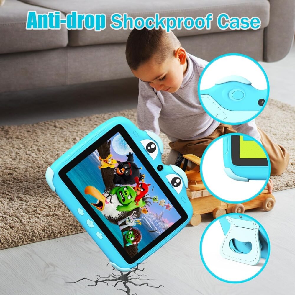 YINOCHE Kids Tablet for Kids 3-7 7'' Toddler Tablet for Toddlers Android Kids Tablets 32G Tablets for Kids WiFi Children's Tablet with Parental Control Shockproof Case Support YouTube Netflix (Blue) - Image 6