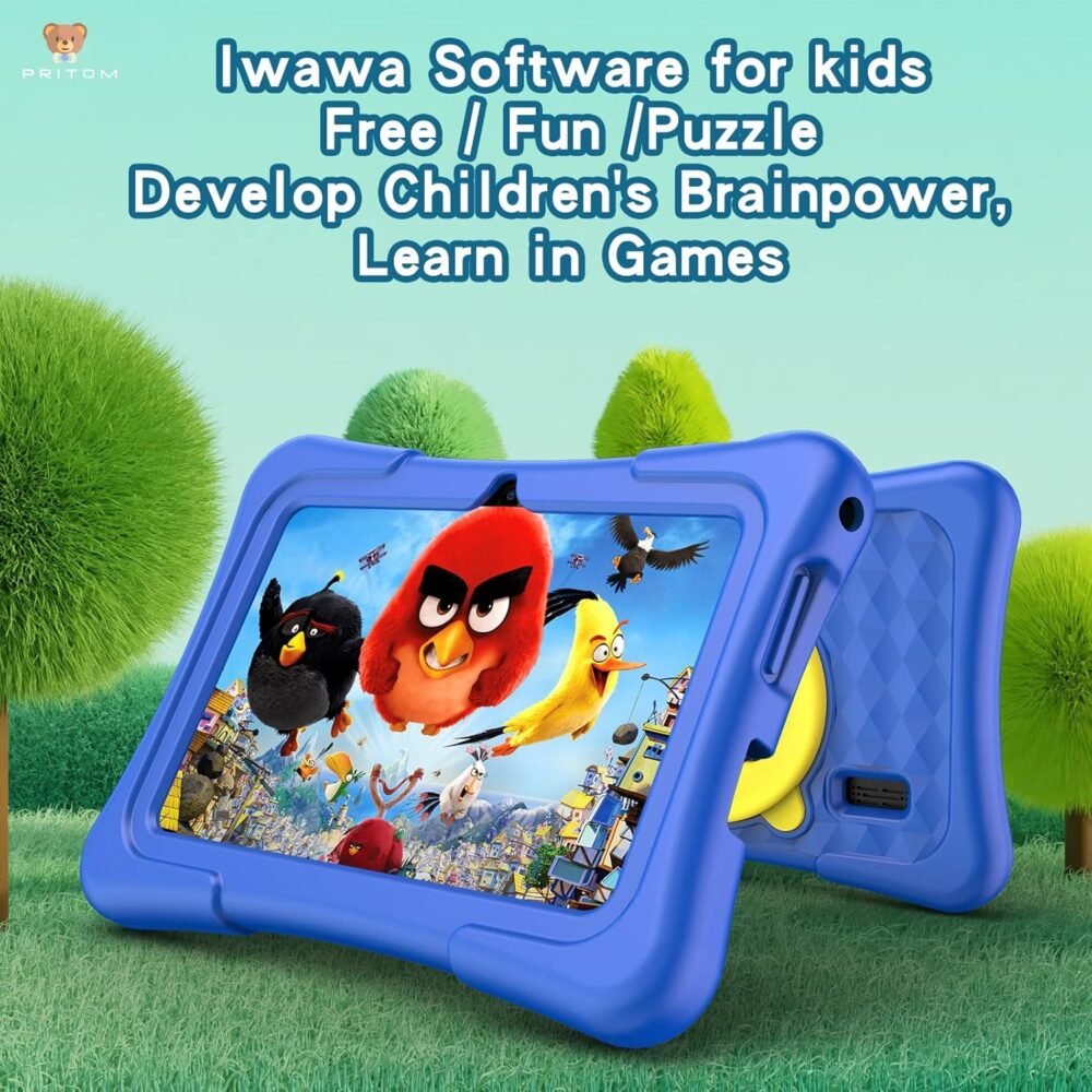 PRITOM 7 inch Tablet for Kids with Solid Case, Kids Tablets 32GB with Parental Control, Pre-Installed APPs Free Games, Learning Educational Toddler Tablet WiFi, Bluetooth, Camera - Image 4