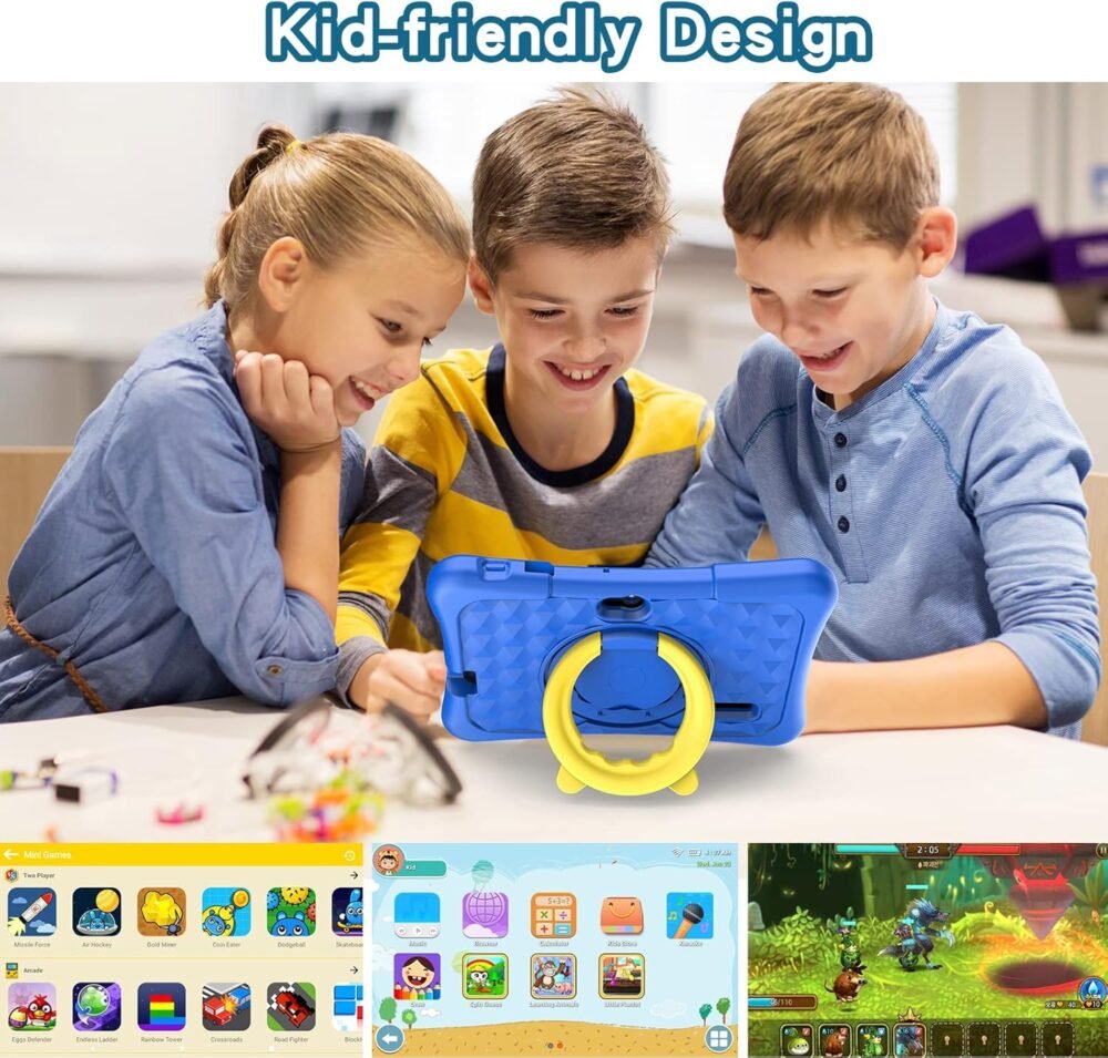PRITOM 7 inch Tablet for Kids with Solid Case, Kids Tablets 32GB with Parental Control, Pre-Installed APPs Free Games, Learning Educational Toddler Tablet WiFi, Bluetooth, Camera - Image 6