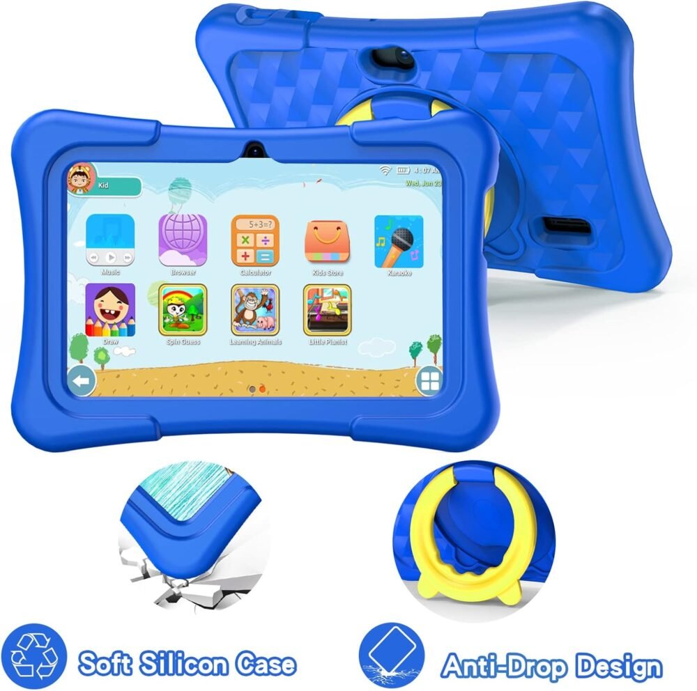 PRITOM 7 inch Tablet for Kids with Solid Case, Kids Tablets 32GB with Parental Control, Pre-Installed APPs Free Games, Learning Educational Toddler Tablet WiFi, Bluetooth, Camera - Image 8