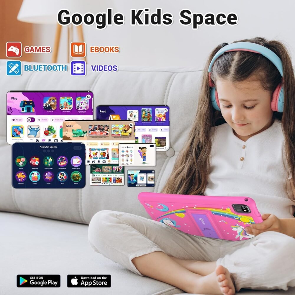 Contixo 10" Kids Tablet - K103 Android Learning Tablet with Exclusive 80 Disney Storybooks (Value $350), 32GB Storage, WiFi, Parental Controls & Kid-Proof Case - Pink - Image 4