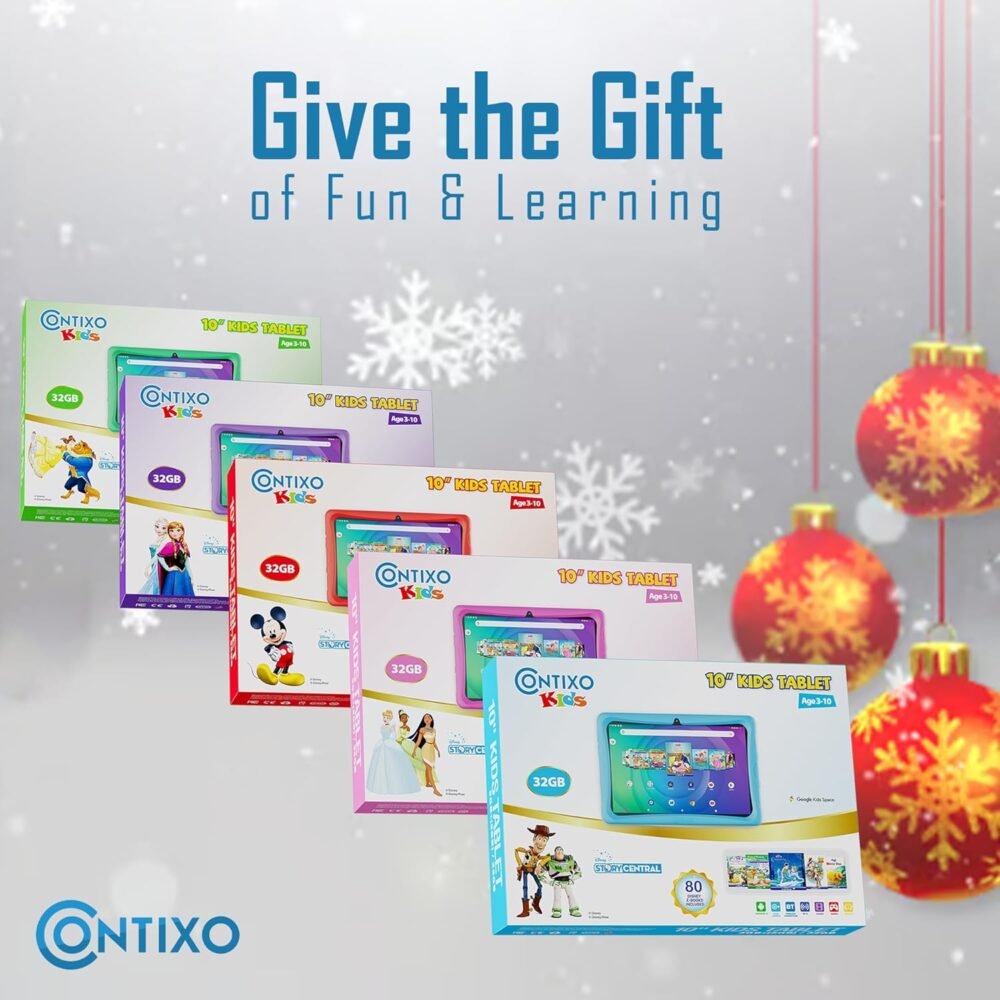 Contixo 10" Kids Tablet - K103 Android Learning Tablet with Exclusive 80 Disney Storybooks (Value $350), 32GB Storage, WiFi, Parental Controls & Kid-Proof Case - Pink - Image 10