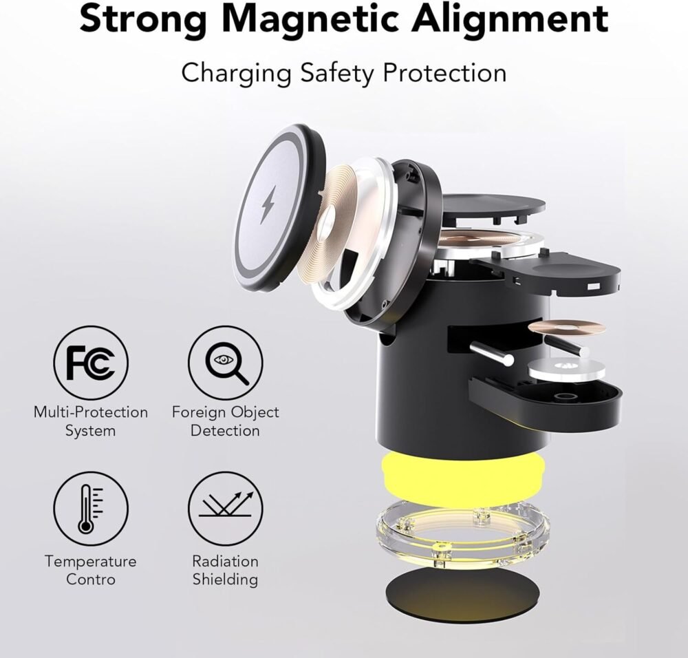 HATALKIN 4 in 1 Wireless Charging Station for Multiple Devices Apple, MagSafe Charger Stand with Warm Night Light for iPhone 16 15 14 13 12 13 12 Plus/Pro/Pro Max/Plus/,iWatch10 9 8 7 SE 6/Ultra - Image 4