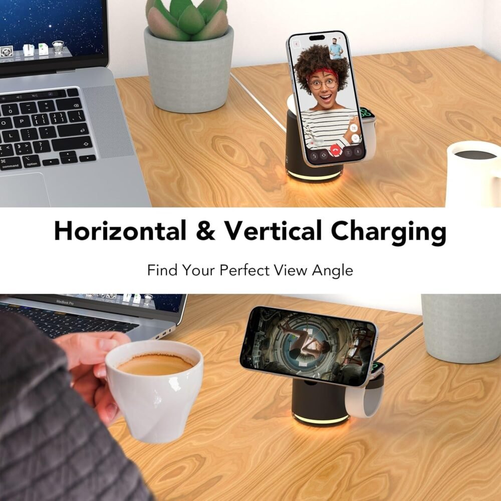 HATALKIN 4 in 1 Wireless Charging Station for Multiple Devices Apple, MagSafe Charger Stand with Warm Night Light for iPhone 16 15 14 13 12 13 12 Plus/Pro/Pro Max/Plus/,iWatch10 9 8 7 SE 6/Ultra - Image 9