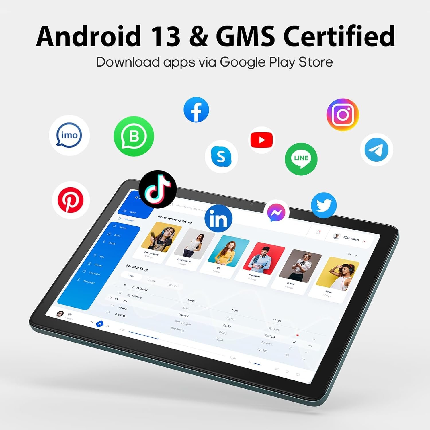 Android Tablet 10.1 inch Android 13 Tablet,8(4+4) GB&128GB Storage(Expand to 512GB), Dual 13MP+5MP Camera, 6800mAh, WiFi, Bluetooth 5.0,GPS - Image 3