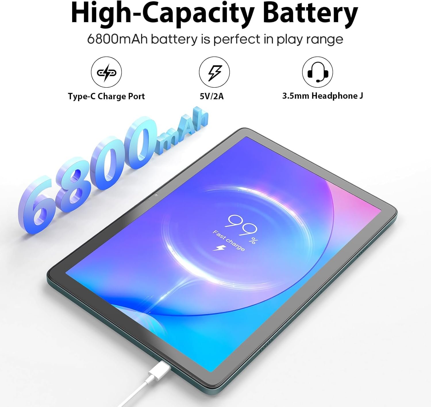 Android Tablet 10.1 inch Android 13 Tablet,8(4+4) GB&128GB Storage(Expand to 512GB), Dual 13MP+5MP Camera, 6800mAh, WiFi, Bluetooth 5.0,GPS - Image 7