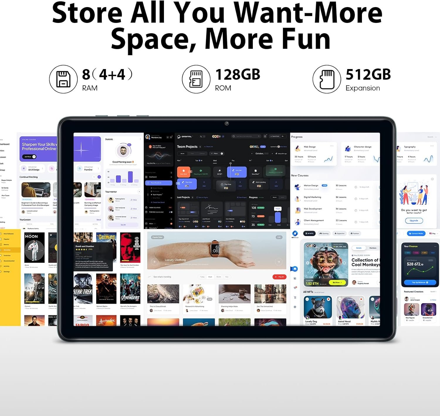 Android Tablet 10.1 inch Android 13 Tablet,8(4+4) GB&128GB Storage(Expand to 512GB), Dual 13MP+5MP Camera, 6800mAh, WiFi, Bluetooth 5.0,GPS - Image 9