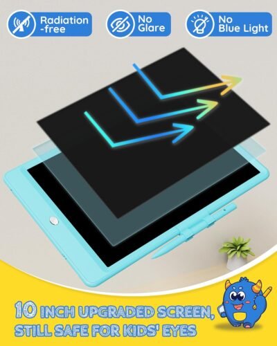 TEKFUN LCD Writing Tablet Doodle Board, 10inch Colorful Drawing Tablet Writing Pad, Kids Travel Essentials, Toddler Toys for 3 4 5 6 7 8 Year Old Girls Boys (Blue) - Image 6