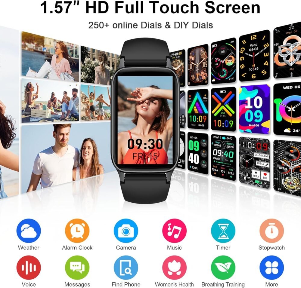 Smart Watch for Men Women(Answer/Make Call), 2025 HD Touch Fitness Activity Tracker 1.57” Smartwatch with Heart Rate/Sleep Monitor/Pedometer/113+ Sports, IP68 Waterproof Fitness Watch for Android iOS - Image 3