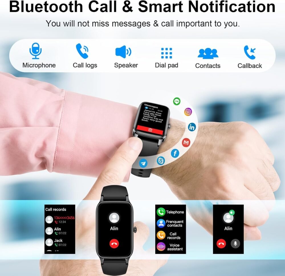 Smart Watch for Men Women(Answer/Make Call), 2025 HD Touch Fitness Activity Tracker 1.57” Smartwatch with Heart Rate/Sleep Monitor/Pedometer/113+ Sports, IP68 Waterproof Fitness Watch for Android iOS - Image 4