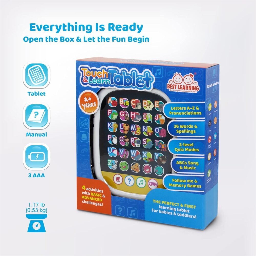 BEST LEARNING Touch & Learn Tablet - Educational Toy for Toddlers Ages 2-5 | Learn Alphabet, Shapes, Words, Music & Quiz Games for Kids 2, 3, 4, 5 Years Old - Image 9