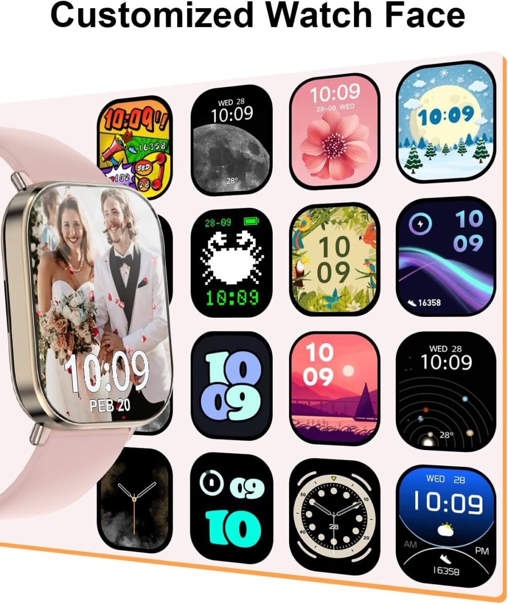 Smart Watch, 2.01” HD Smart Watches for Women, Fitness Tracker Watch with Blood Pressure/Heart Rate/Sleep Monitor, Bluetooth 5.2 Smartwatch for Android/iOS Phones, IP67 Waterproof Sport Watch (Pink) - Image 4