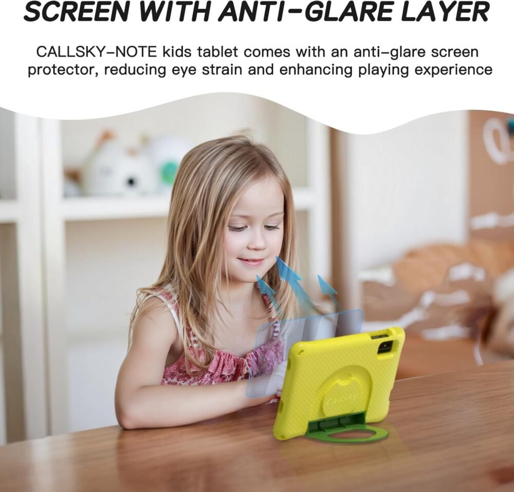 Kids Tablet 8 Inch Android 15, Octa-Core 12GB RAM + 64GB ROM, Toddler Tablet with WiFi 6, Parental Control, Pre-Installed Kids Space, EVA Case, Anti-Glare Screen Protector, Adjustable Strap, Yellow - Image 6