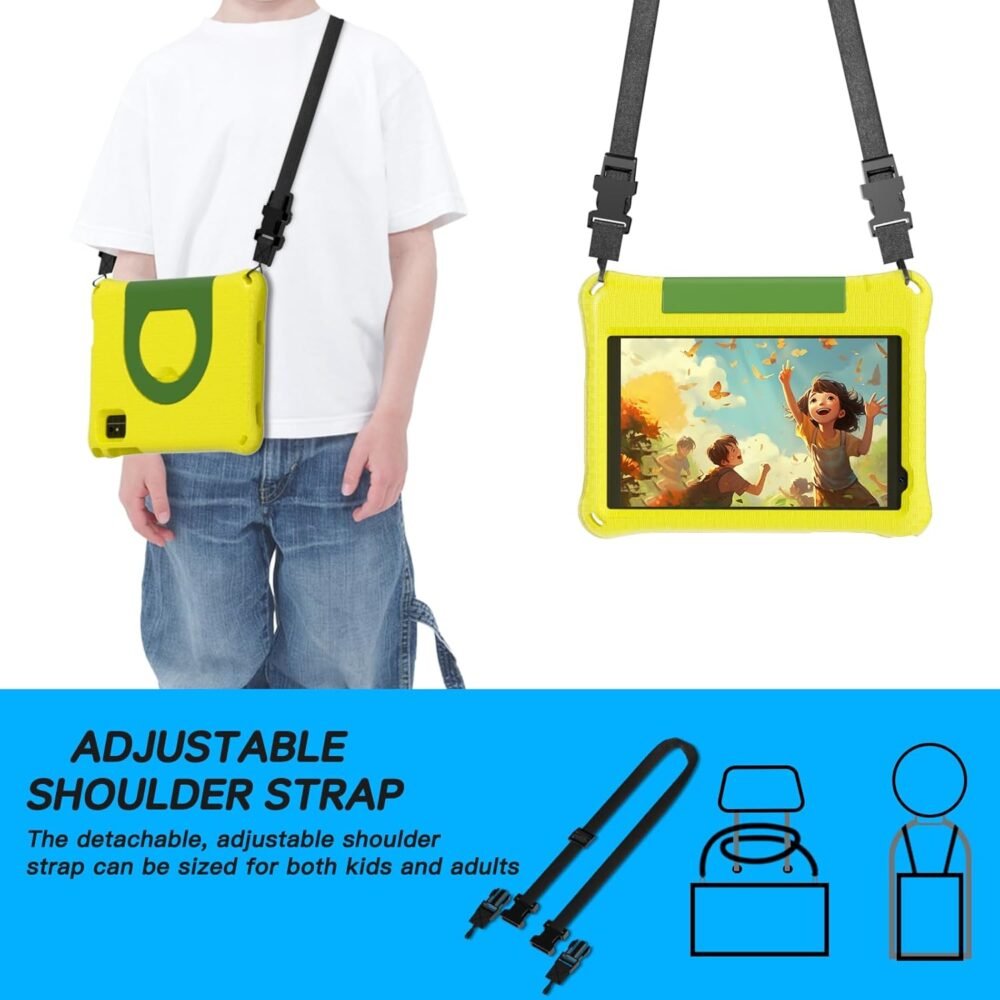 Kids Tablet 8 Inch Android 15, Octa-Core 12GB RAM + 64GB ROM, Toddler Tablet with WiFi 6, Parental Control, Pre-Installed Kids Space, EVA Case, Anti-Glare Screen Protector, Adjustable Strap, Yellow - Image 9