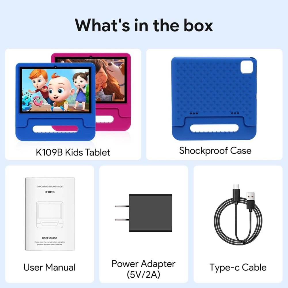 Kids Tablet, 10.1-inch Android 13 Tablet for Kids, Expandable Storage, Long Battery Life, WiFi, Bluetooth, Drop-Proof Case, HD Display, for Toddlers and Children-Blue - Image 9