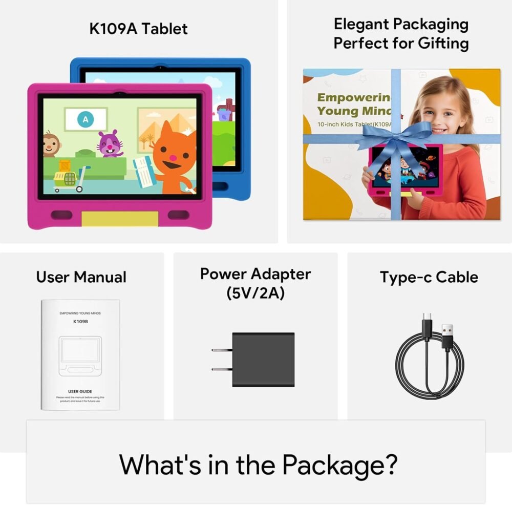 Kids Tablet, 10.1" Tablet for Kids, Children's Tablet with Case, Expandable Storage, Educational Learning, Wi-Fi 6, BT 5.0, Dual Camera, Toddler Tablet for Boys and Girls,Blue - Image 8