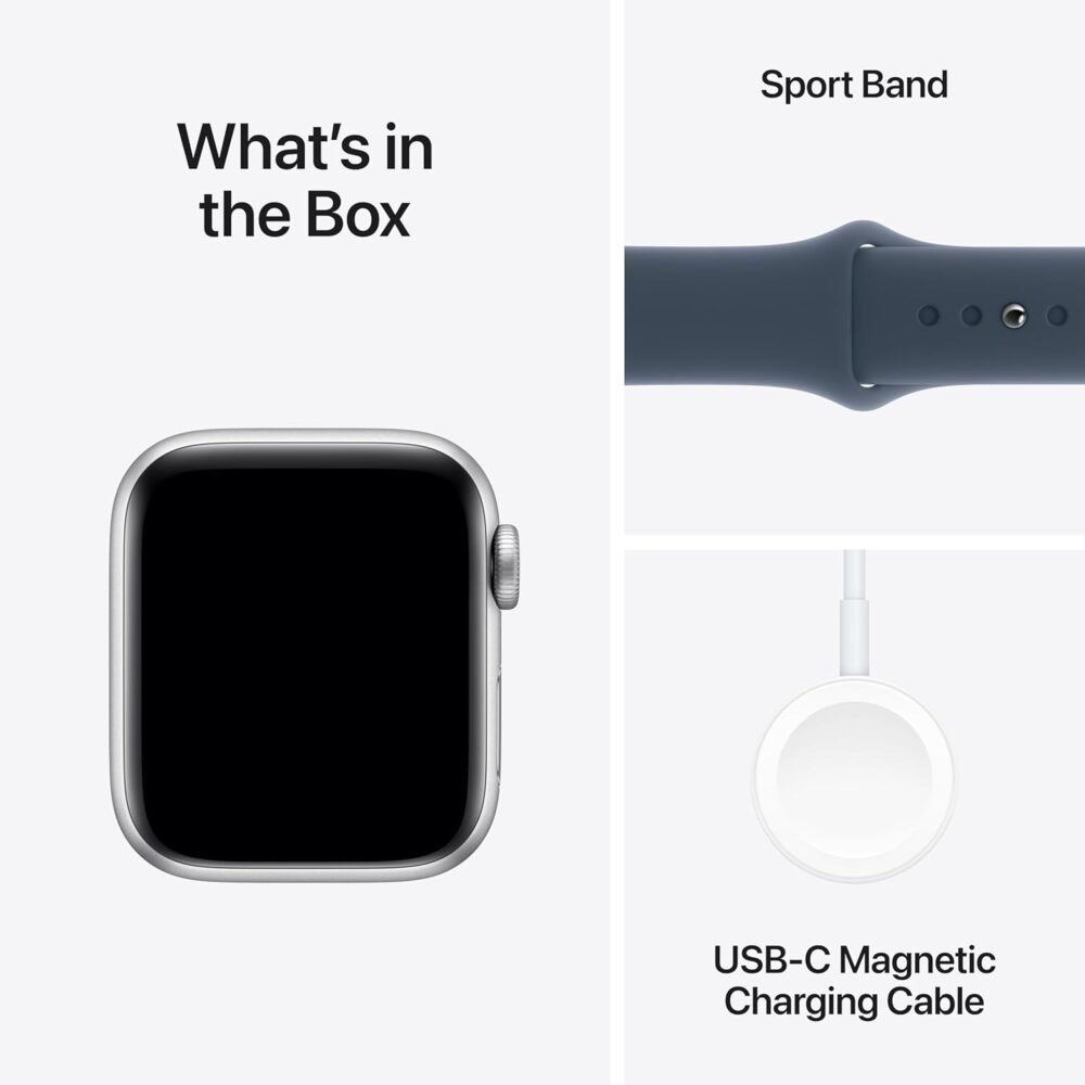 Apple Watch SE (2nd Gen) [GPS 40mm] - Silver Aluminum Case with Storm Blue Sport Band, S/M (Renewed) - Image 7