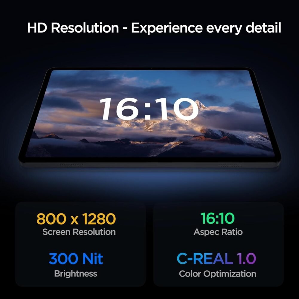 Android Tablet, 10.1 inch Android 14 Tablet, Octa-core Processor, RAM 12GB, ROM 128GB (Up to 2 TB), 800 x 1280 Resolution, WiFi 6 & Bluetooth 5.4, Dual Cameras, Dual Speakers, 6000mAh Battery, Black - Image 4