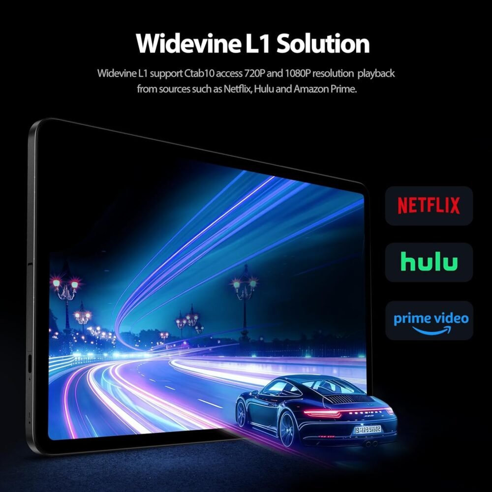 Android Tablet, 10.1 inch Android 14 Tablet, Octa-core Processor, RAM 12GB, ROM 128GB (Up to 2 TB), 800 x 1280 Resolution, WiFi 6 & Bluetooth 5.4, Dual Cameras, Dual Speakers, 6000mAh Battery, Black - Image 5