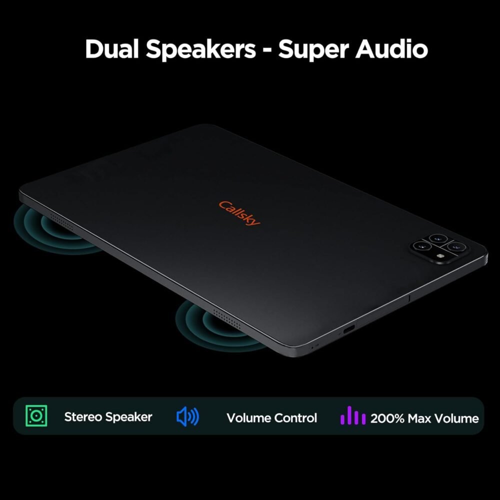 Android Tablet, 10.1 inch Android 14 Tablet, Octa-core Processor, RAM 12GB, ROM 128GB (Up to 2 TB), 800 x 1280 Resolution, WiFi 6 & Bluetooth 5.4, Dual Cameras, Dual Speakers, 6000mAh Battery, Black - Image 7