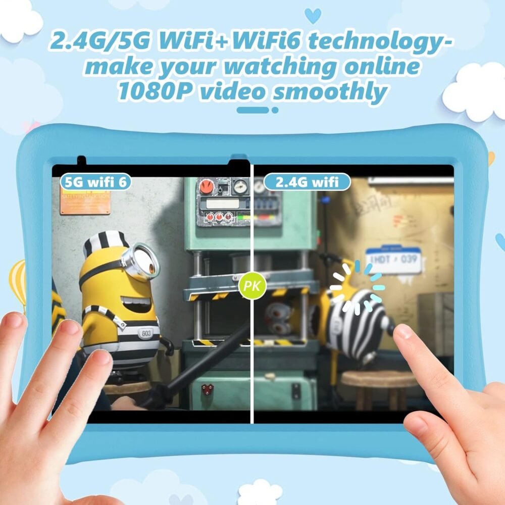 Kids Tablet, 10 inch HD Android 12 Toddler Tablets, Quad Core 1.8Ghz, 2GB DDR4, 7000mAh Battery, Dual Box Speakers, Parental Controls Games Learning Apps, EVA Shockproof Case (Blue) - Image 5
