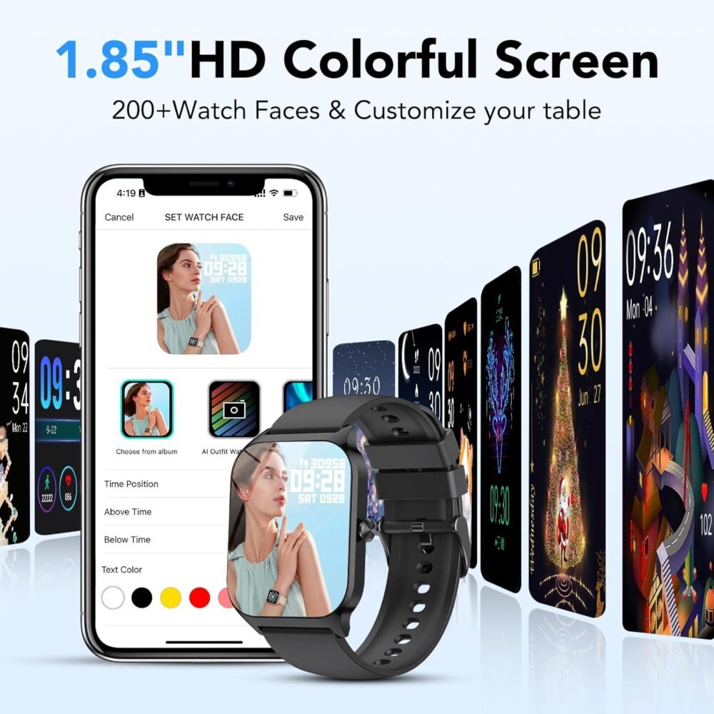 Smart Watch, 1.85" Smartwatch for Men Women(Answer/Make Call), 2025 Fitness Watch with 115+ Sports Modes/Heart Rate/SpO2/Pedometer/Sleep Monitor, IP68 Waterproof Activity Tracker for Android iOS - Image 4