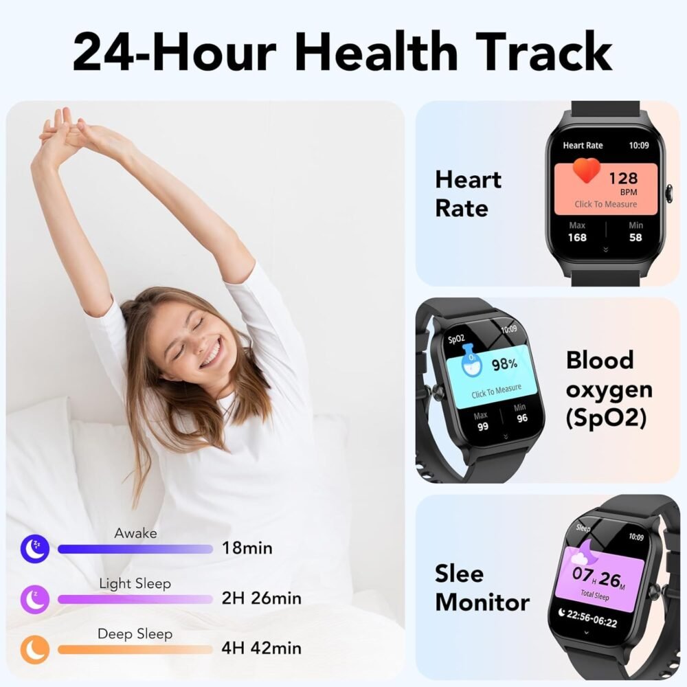 Smart Watch, 1.85" Smartwatch for Men Women(Answer/Make Call), 2025 Fitness Watch with 115+ Sports Modes/Heart Rate/SpO2/Pedometer/Sleep Monitor, IP68 Waterproof Activity Tracker for Android iOS - Image 6