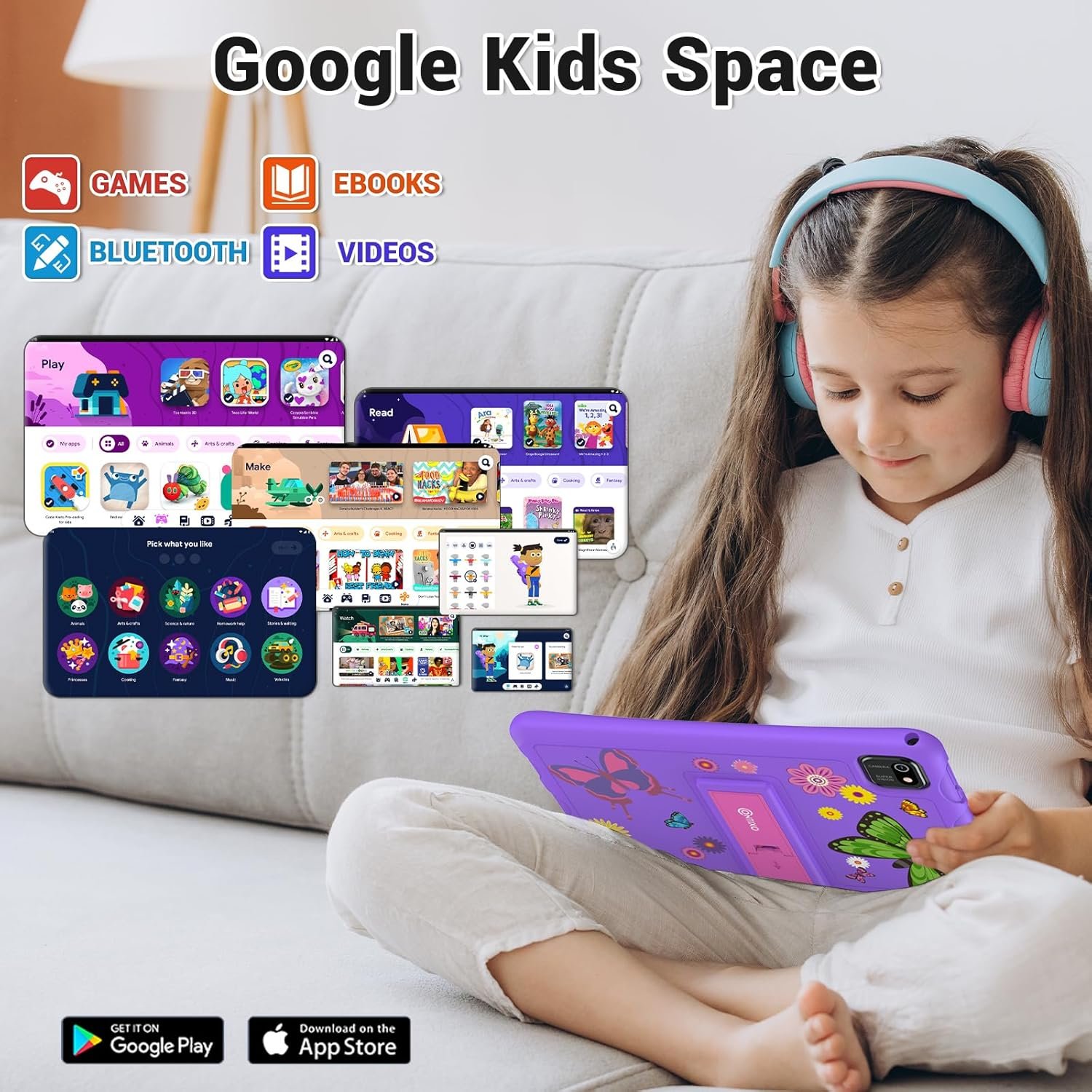 Contixo 10" Kids Tablet - K103 Android Learning Tablet with Exclusive 80 Disney Storybooks (Value $350), 32GB Storage, WiFi, Parental Controls & Kid-Proof Case - Purple - Image 4