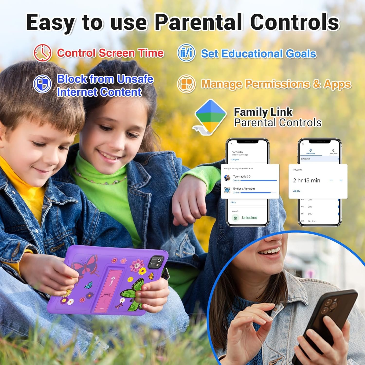 Contixo 10" Kids Tablet - K103 Android Learning Tablet with Exclusive 80 Disney Storybooks (Value $350), 32GB Storage, WiFi, Parental Controls & Kid-Proof Case - Purple - Image 5