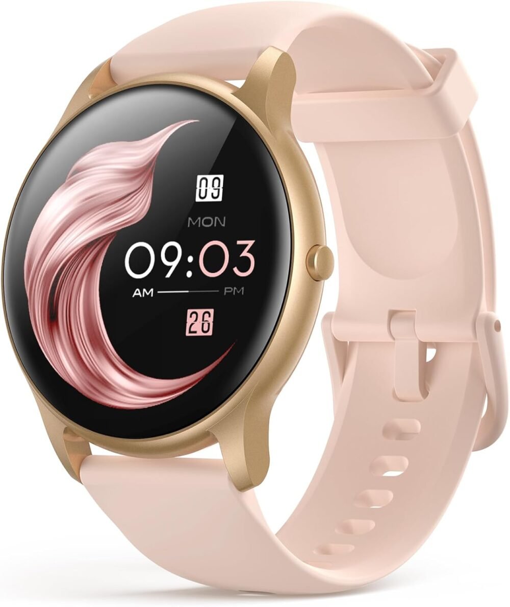 AGPTEK Smart Watch for Women, 5ATM Waterproof Smartwatch for Android and iOS Phones, Fitness Tracker Watch with 100+ Sports Modes, Heart Rate Monitor Pedometer Sleep Monitor, Pink - Image 2