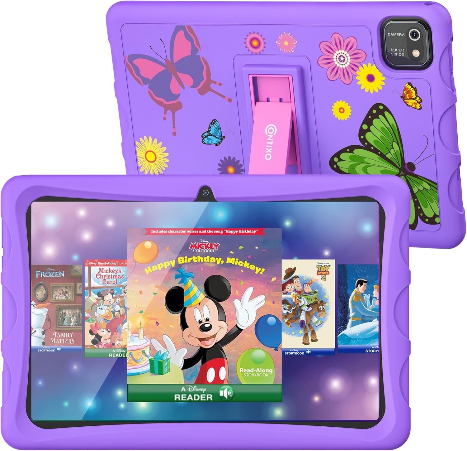 Contixo 10" Kids Tablet - K103 Android Learning Tablet with Exclusive 80 Disney Storybooks (Value $350), 32GB Storage, WiFi, Parental Controls & Kid-Proof Case - Purple - Image 2