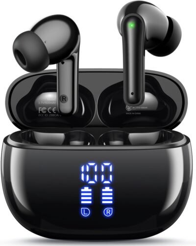 Ear Buds Wireless Earbuds - Bluetooth Headphones 40H Playtime LED Display Deep Bass Stereo in-Ear Earphones with IPX7 Waterproof for iPhone Android Phone Tablet Laptop, Black - Image 2
