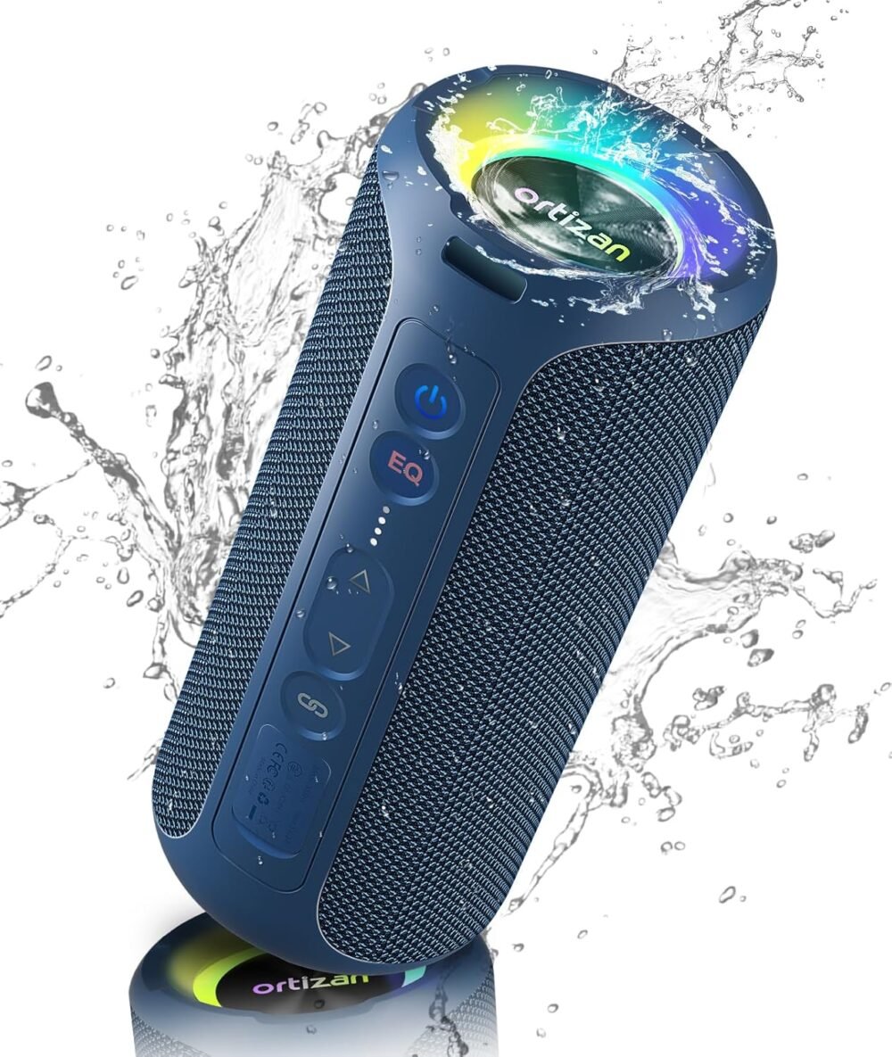 Ortizan Bluetooth Speaker, Portable with Big Audio, Wireless Stereo, 40W Deep Bass, RGB Light, BT5.3, Waterproof Shower Speakers for Outdoor/Beach/Home, Electronic Gift, Blue - Image 2