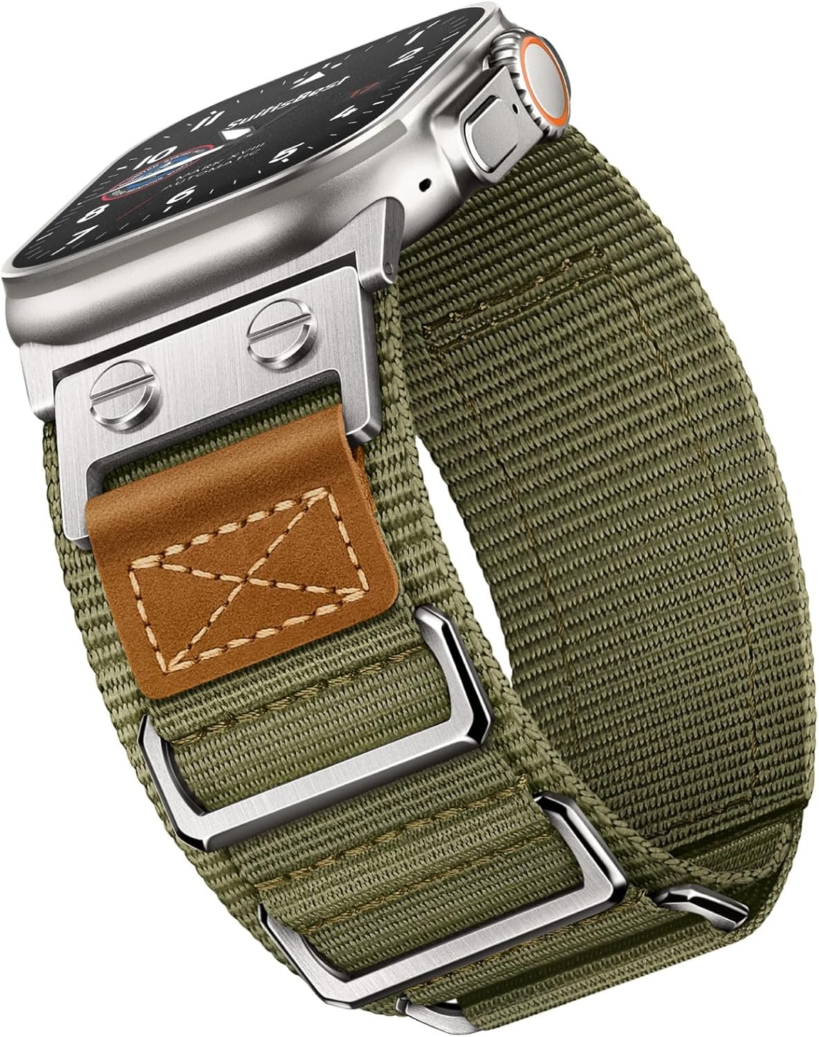 Suitisbest Rugged Bands Compatible for Apple Watch Ultra Band 49mm 46mm 45mm 44mm 42mm(Series 3), 3 Ring Military Nylon Sport Durable Matel Strap for Women Men iWatch Ultra 10 9 8 7 6 5 4 3 SE - Image 2