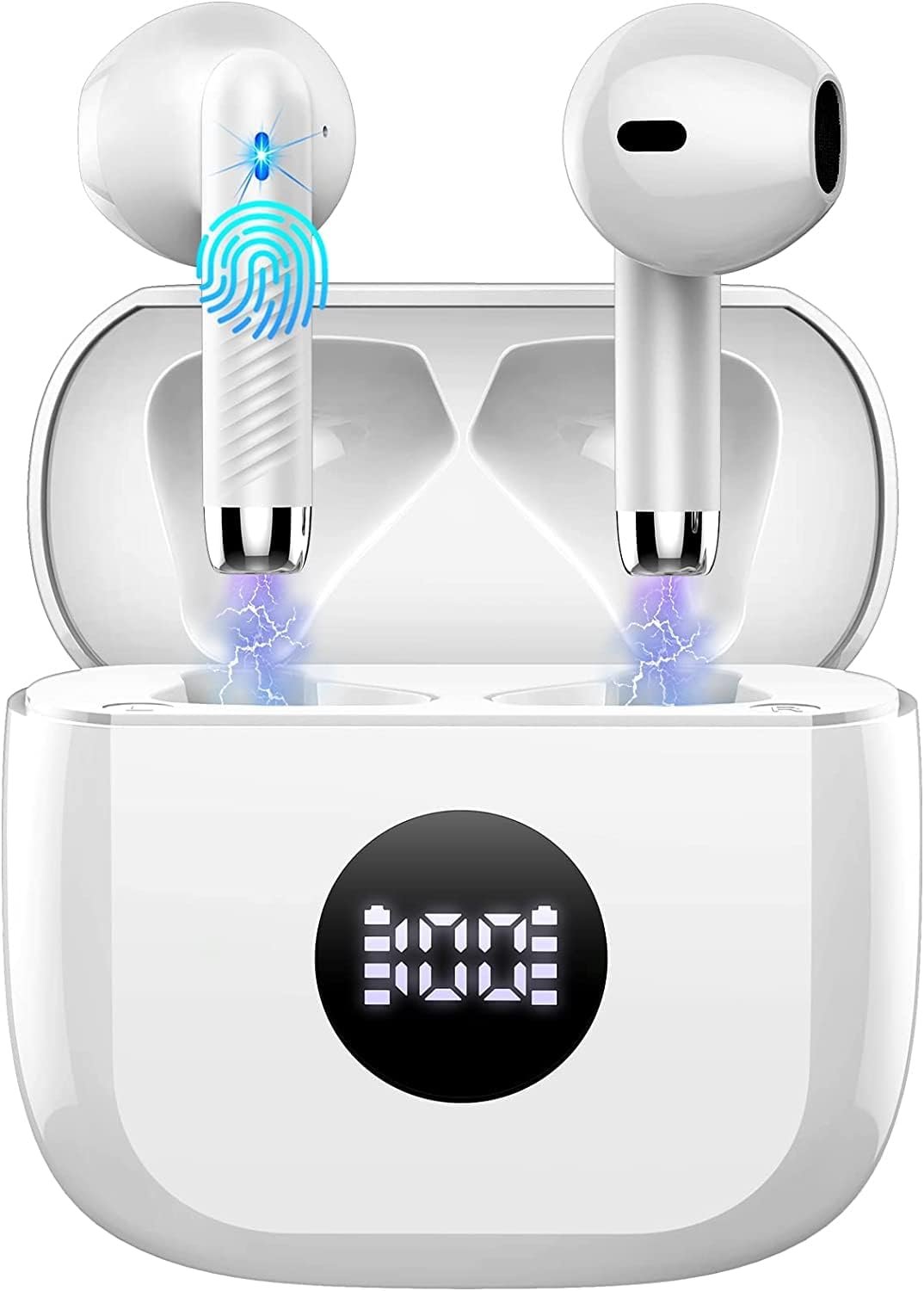 Wireless Earbuds, Bluetooth 5.4 Ear Buds LED Power Display Headphones Bass Stereo, Bluetooth Earbuds in-Ear Noise Cancelling Mic, 40H Playback Mini Case IP7 Waterproof Sports Earphones for Android iOS - Image 2